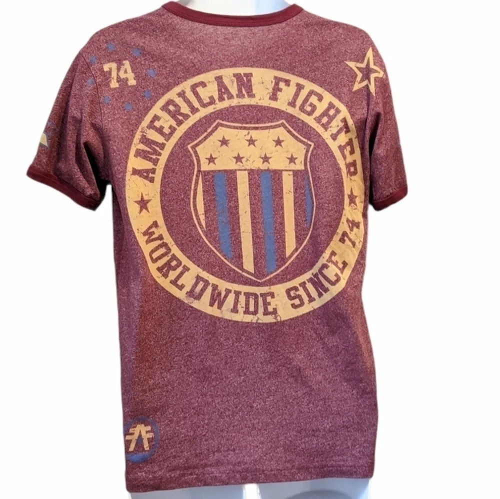 Afflliction 𝅺American Fighter burgundy t shirt small - Picture 4 of 7